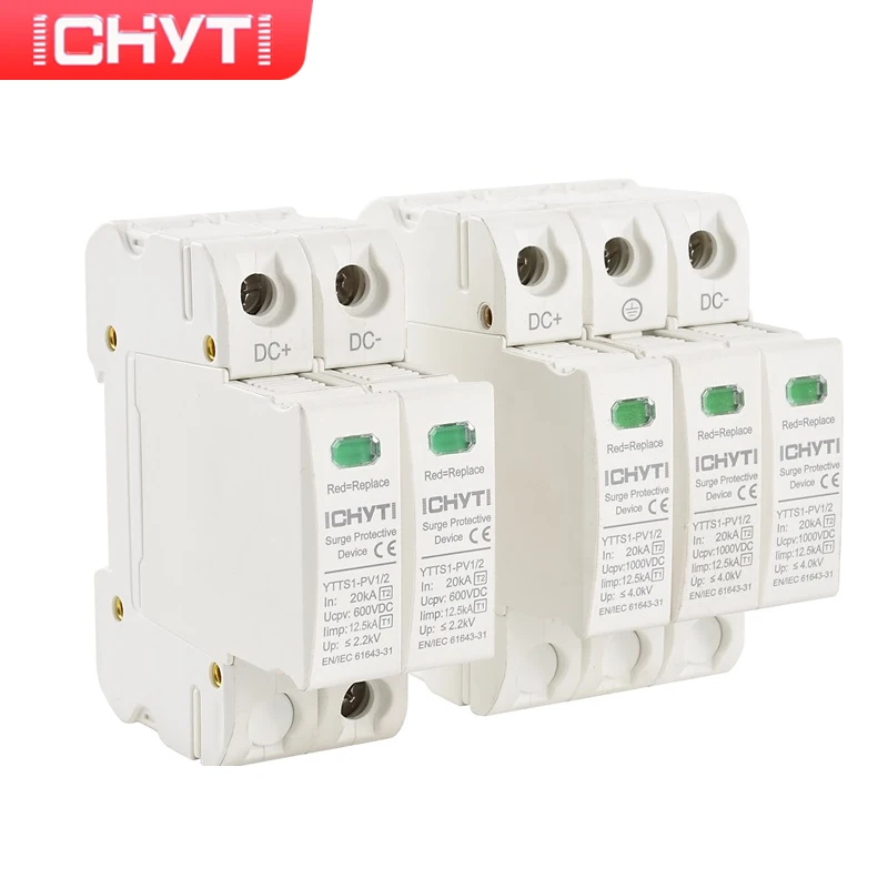 Imagem -04 - Chyt Ytts1-pv1 t1 Mais t2 dc Spd 2p 600v 1000 20ka 4040ka 12.5ka Solar Fotovoltaico pv Dispositivo de Proteção contra Surtos