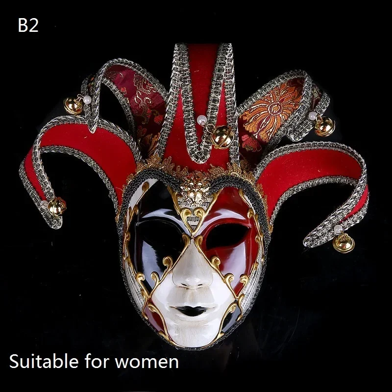 Blevet Venezianische Maske – Joker-Party Maske In Rot, Handbemalt, Für Karneval, Halloween & Maskerade