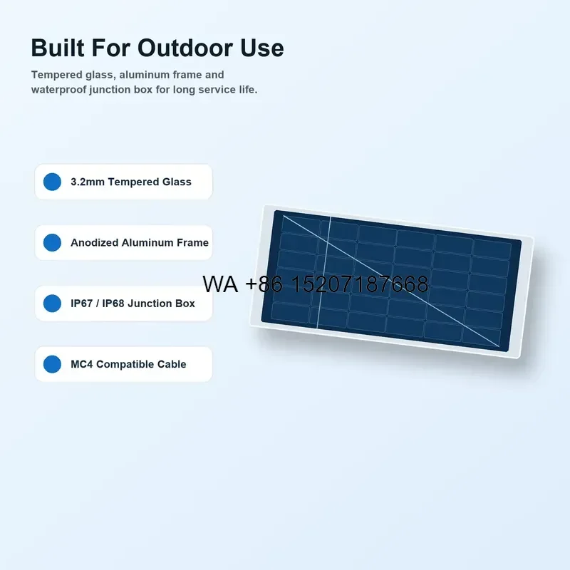 Wmwmnu 150W 18V Monocrystalline Solar Panel 182mm PERC Cells PV Module OEM Custom 18.15-20% Efficiency Factory Wholesale