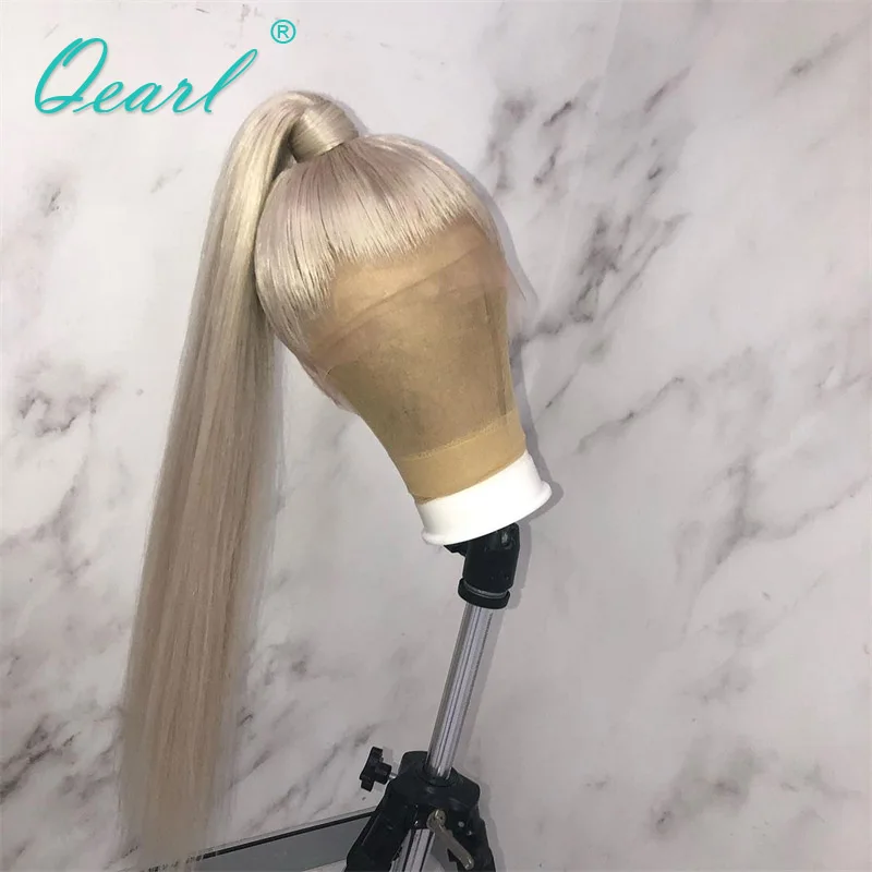 Natural Hair Wig Free style Full Lace Wigs 100% Real Human Hair Wig Ash Blonde 360 Lace Frontal Pre Plucked Women Lady Wig Qearl