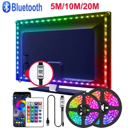 RGB USB 블루투스 LED 테이프 조명, 스마트 리모컨, 5V RGB LED 조명 스트립, 5050 크리스마스 조명, TV 백라이트