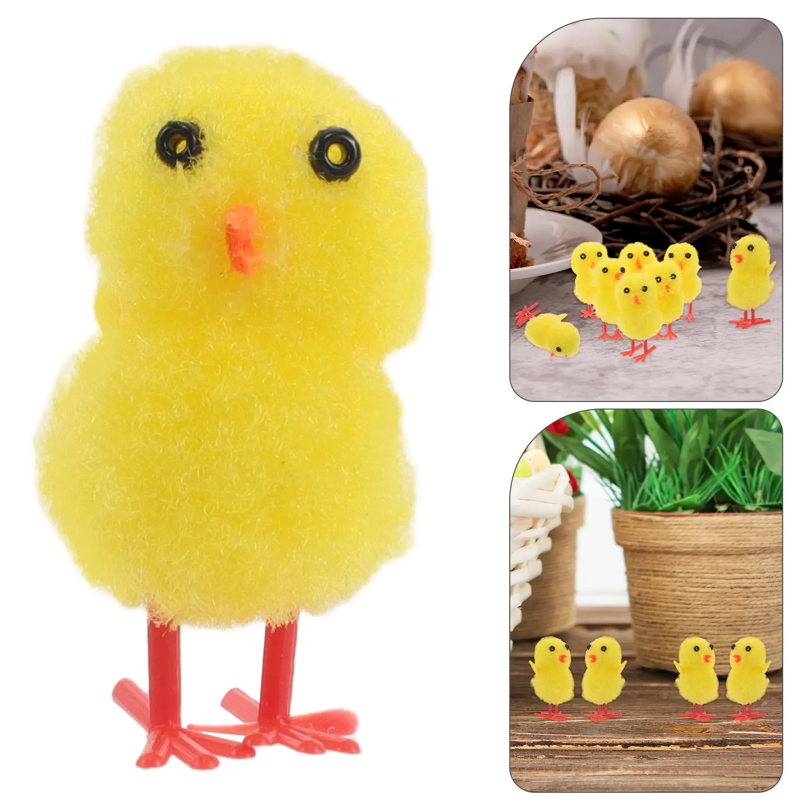 60Pcs Easter Mini Chicks Small Yellow Chicken Ornaments Realistic Cute Farm Animals for Egg Hunt Basket Filler Spring Party