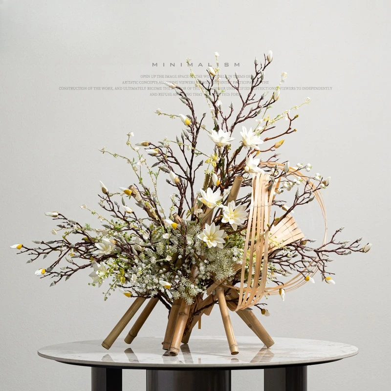 Simulation flower ornament ornament tea room dining table bamboo floral art