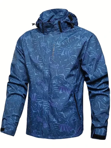 2025 Chaqueta cortavientos impermeable informal para hombre, abrigo de senderismo al aire libre con cremallera completa y capucha para otoño de talla grande