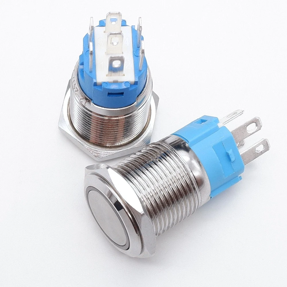 16mm Two-Color Three Color Metal Push Button Switches Power Supply Switch Controlling Device Start Stop LED Red Green 6v 12v 24v