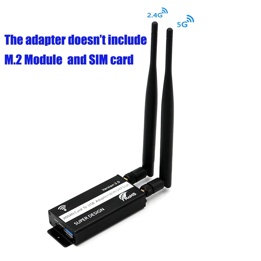 M.2 to USB 3.0 Adapter Antenna B Key NGFF Wireless Card Converter with SIM Card Slot for SIM Micro SIM NANO SIM 3G 4G 5G Module