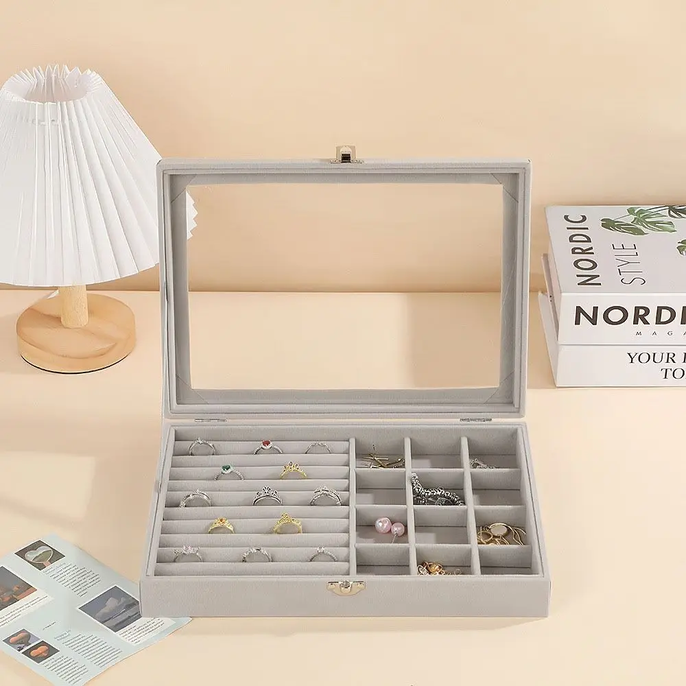 صندوق مجوهرات محمول بلون واحد خفيف الوزن وسعة كبيرة لتخزين المجوهرات صندوق تخزين قلادة قابل للفصل للإجازات
