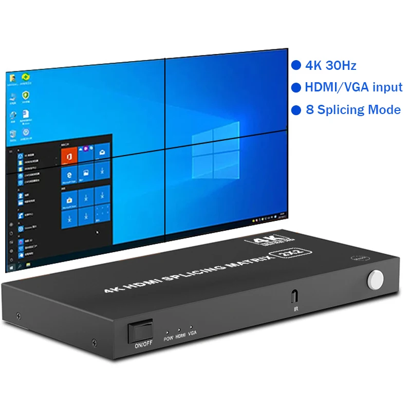 4K HDMI kontroler ściany wideo 2X2 1X3 1X4 2x2 3X1 4X 1 HDMI VGA wideo szwy procesor Splicer 4 wyjście HDMI TV kontroler ścienny