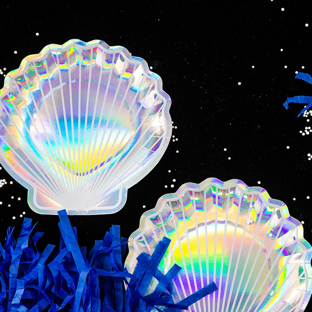 

16 Pcs Shell Shaped Plates Elegant Disposable Dinnerware Creative Cake Pastry Party Supplies Paper Eco Friendly Unique Design