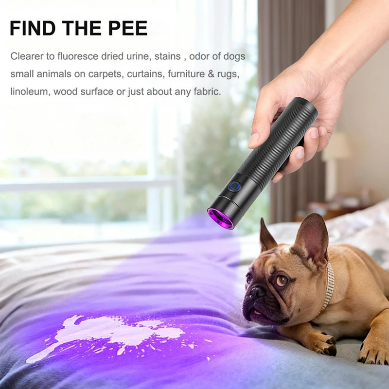 365nm UV Flashlight with Red Beam, USB-C Rechargeable Black Light, Portable LED Ultraviolet Blacklight for Pet Urine Detection view 3