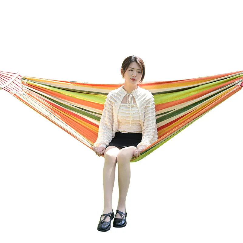 Outdoor Camping Equipment Colored Double Canvas Hammock College Student Dormitory Chair Anti Rollover Hammock