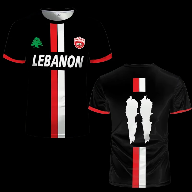 Fashion Lebanon Flag Graphic Football Jersey Summer Sports 3D National Emblem Printed Mens T Shirts Casual Streetwear Loose Tees