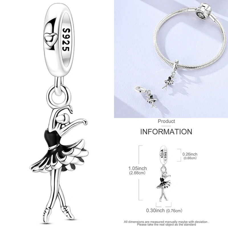 925 Sterling Silber Rosa Ballett-Mädchen Anhänger Junge Mädchen Schwestern Paare Anhänger Passend für Armband DIY Schmuck Original Mode für Frauen – Detail 39