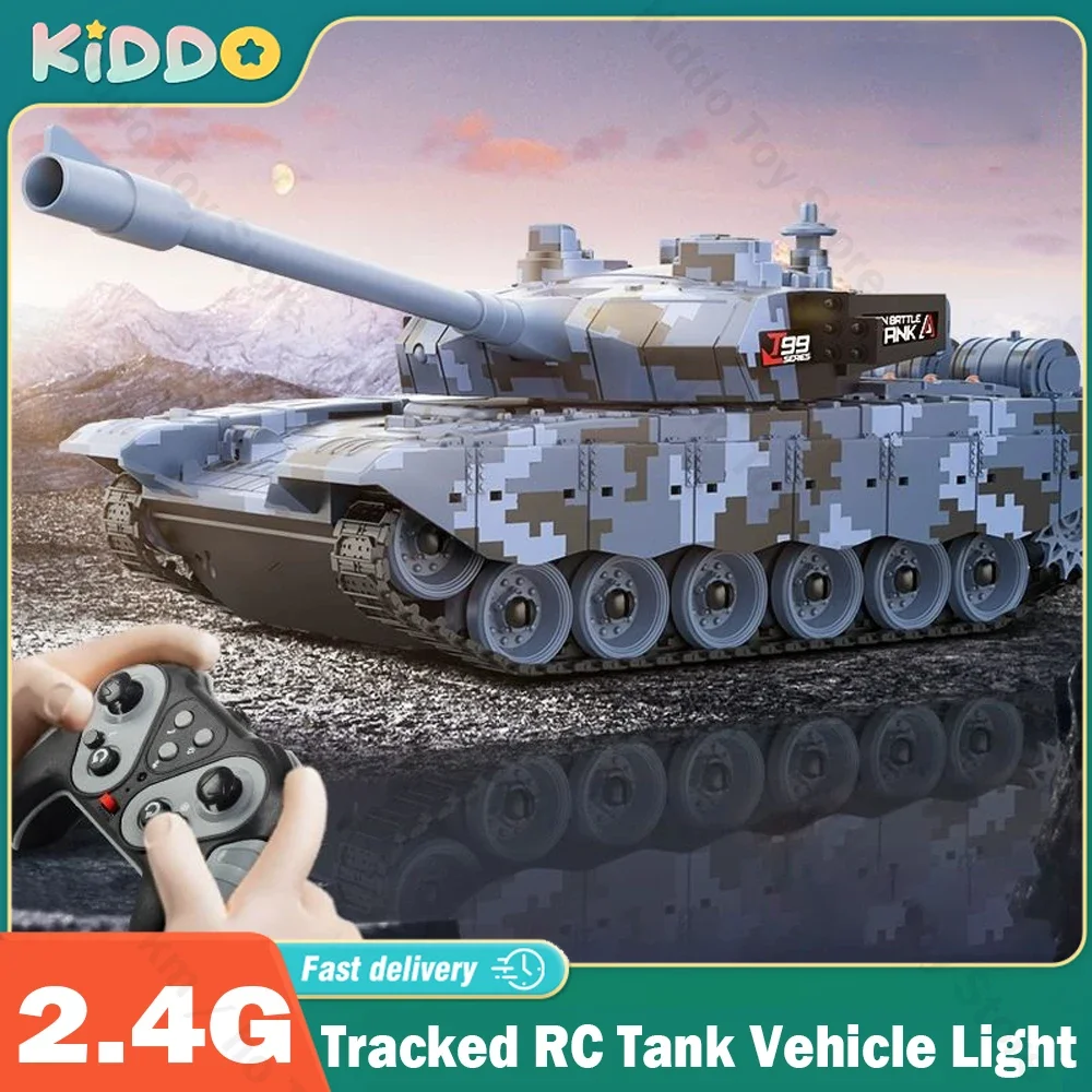 RC Tank Tracked 2.4G Remote Control Crawler Light Electronic Battle Large Interactive Remote Control Toy Car Model Toys for Boys