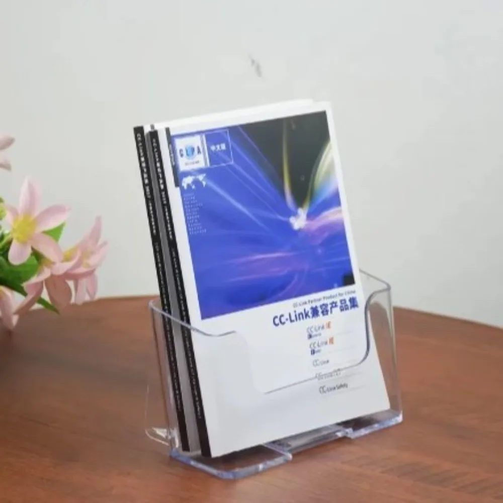 Multifunction A4 Size Brochure Holder Plastic Clear Filing Magazine Rack Modern Style Non-slip Flyer Display Stand Bedroom