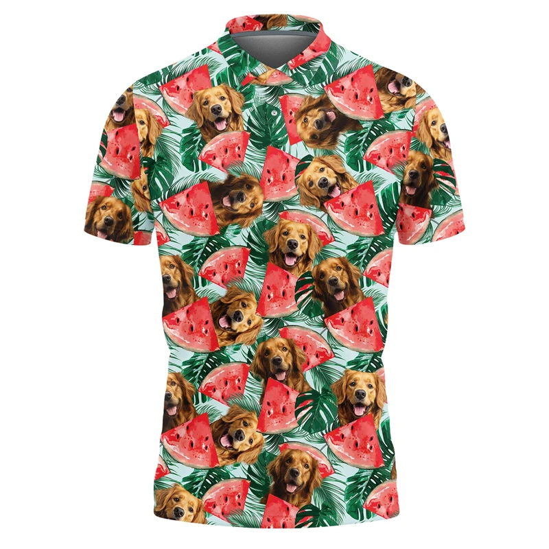 Fresh Watermelon Dog Graphic Polo Shirts For Men Hip Hop Male Streetwear German Shepherd Labrador Regular POLO Shirt Women Tops image 4