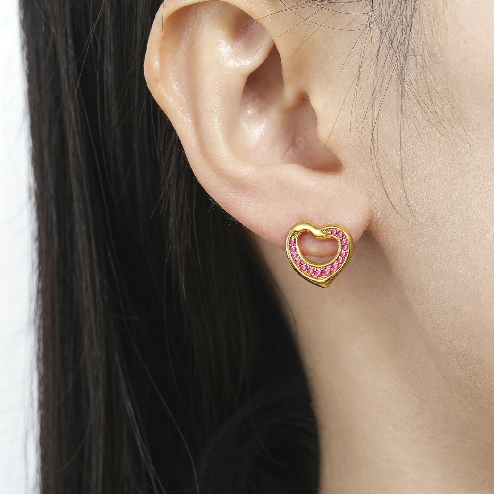 Eueavan 3D Herz Kristall Ohrstecker Edelstahl mit eingelegtem Kristall in Herzform Ohrschmuck Damen Ohrringe Geschenke Großhandel – Detail 6