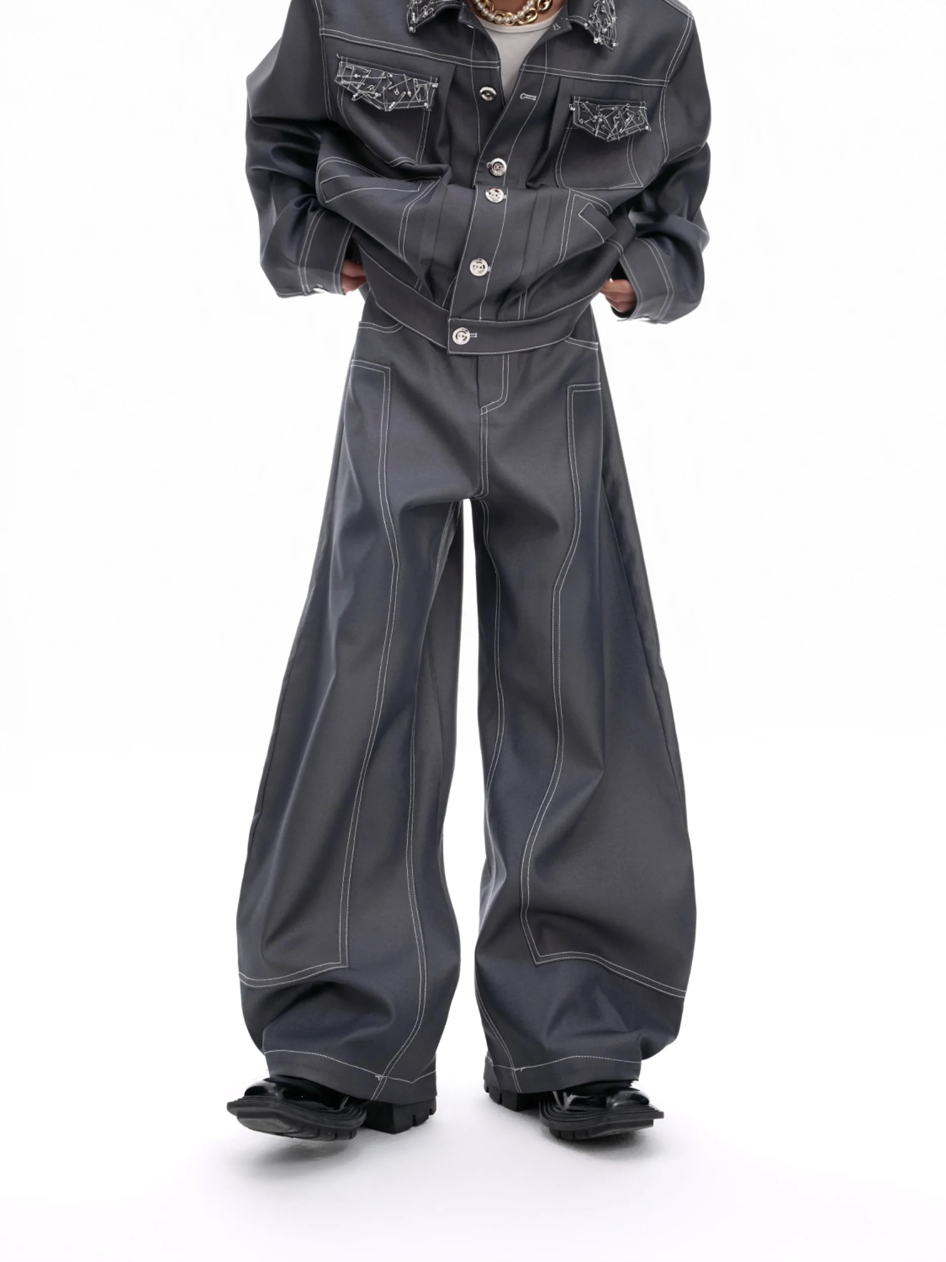 Men's 2025 Autumn New Two-piece Sets Male Chic Handmade Pin Design Long-sleeve Jackets Cotton Trousers 2pcs High-end Men's Sets