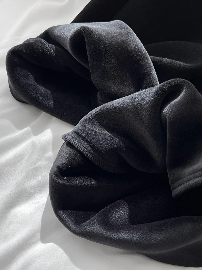 Fleece Lined Thickened Flared Casual Pants For Women Loose Floor-length Trousers