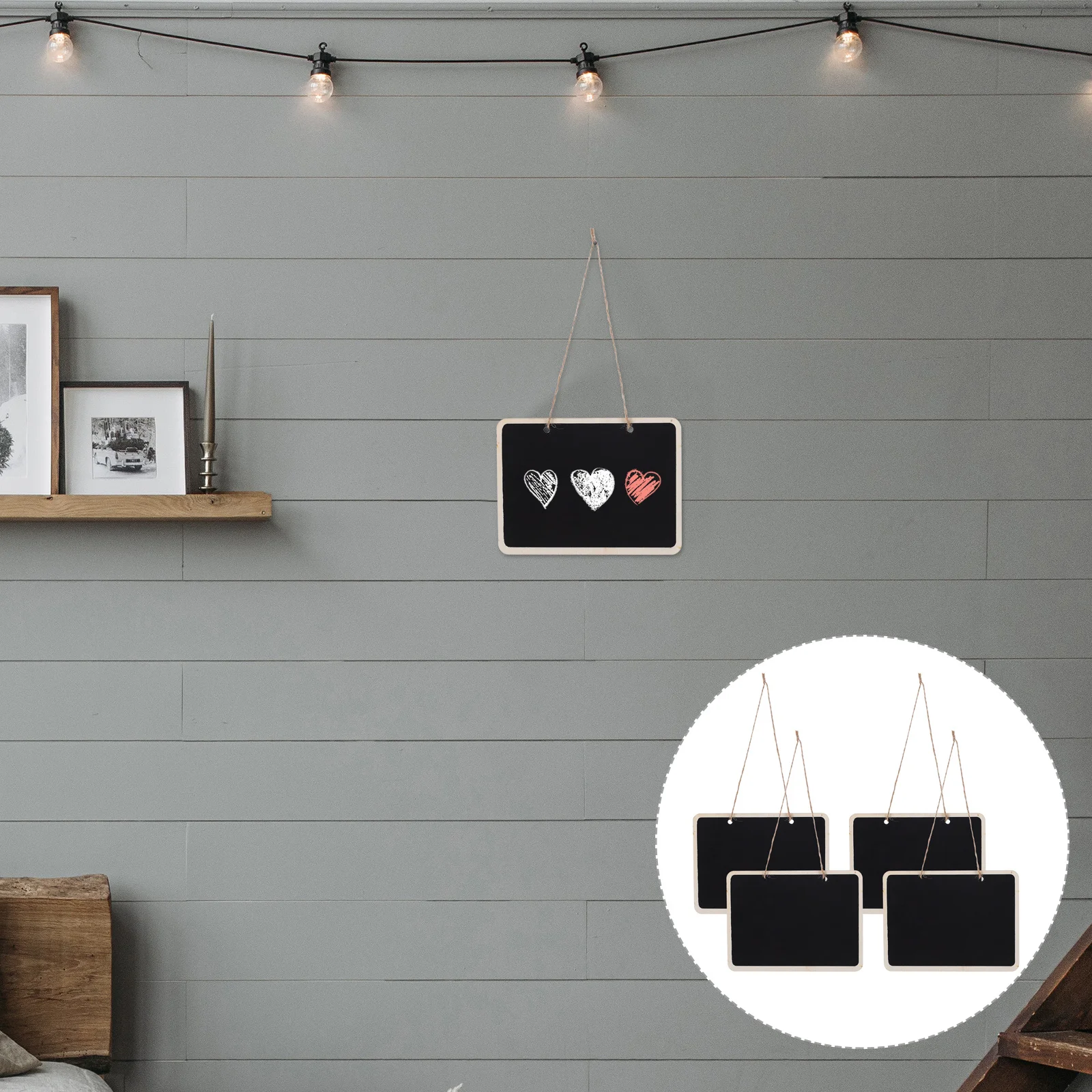 

4Pcs Mini Chalkboards Rectangular Double Sided Hanging Blackboard for Wedding Party Table Number Place Tag Message Sign Memo
