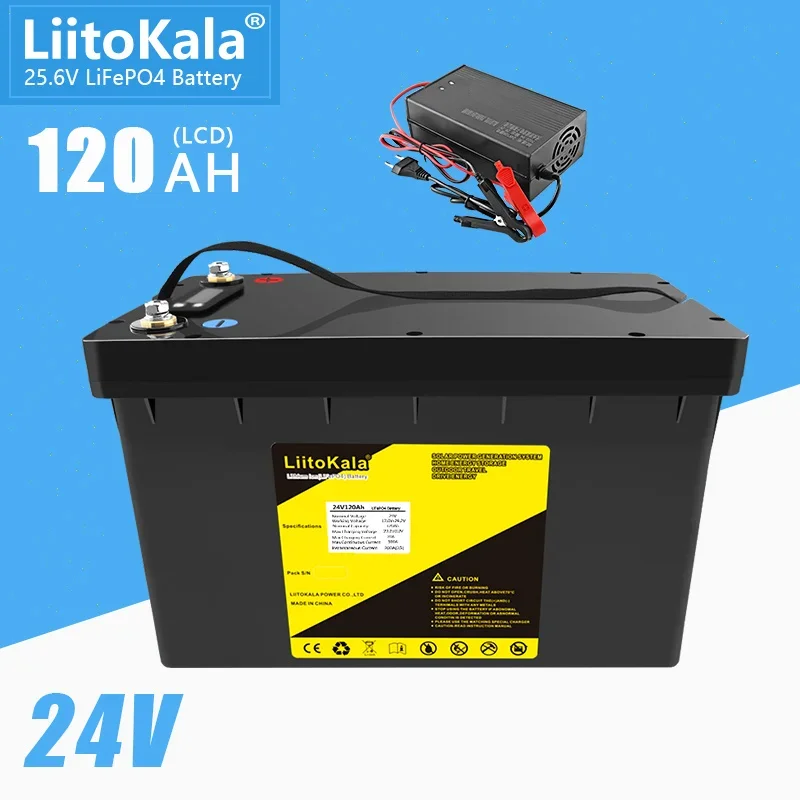 LiitoKala 24V100Ah/120Ah LiFePO4 Battery Solar Golf Car for Forklift waterproof battery pack for inverter,solar system