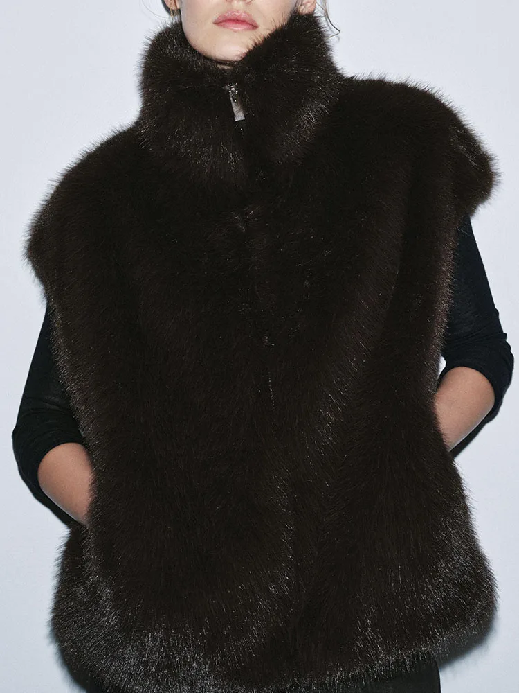 Dolce Sle Gilet di pelliccia artificiale Nuovo arrivo Inverno 2025 Faion da donna Versatile colletto alla coreana ort Capispalla Cappotto da donna