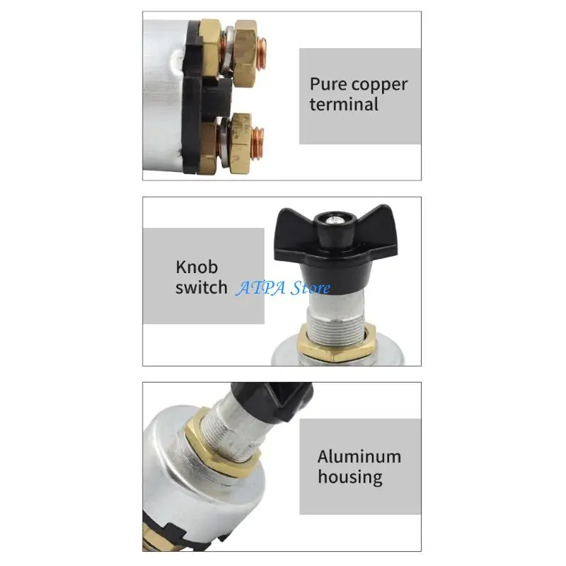 U13C Boat Battery Cut Off Switches Corrosion Resistant Copper Material Easy Install for Marine Vehicles Motorhome Power