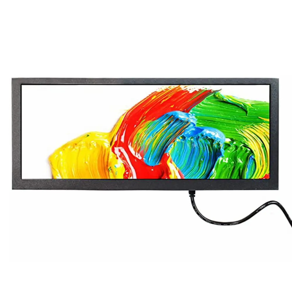 VSDISPLAY 12.3 Inch 1920x720 VS123ZJ01A LCD Monitor H/D USB VGA Screen Stretched Bar Wide Viewing Angle Monitor DIY Projects