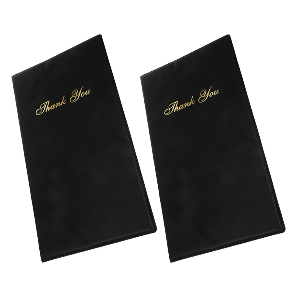 2 PCS Tip Holder Menu Guest Checks Notebook Black Pvc Restaurant Ticket Receipt