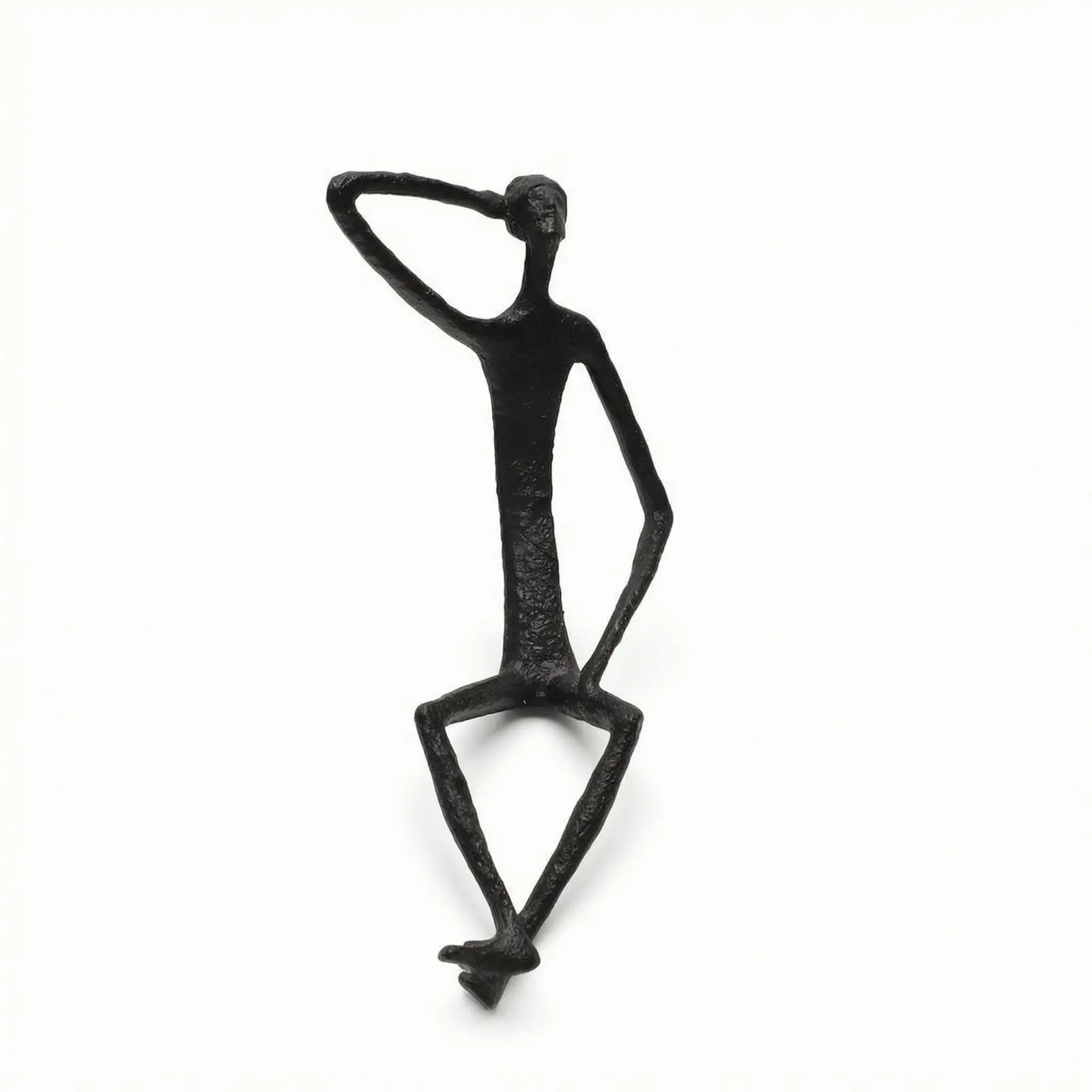 Minimalist Cast Iron Man Figurine Modern Abstract Sculpture for Desk Mantel Cabinet Decor Black Metal Art Statue