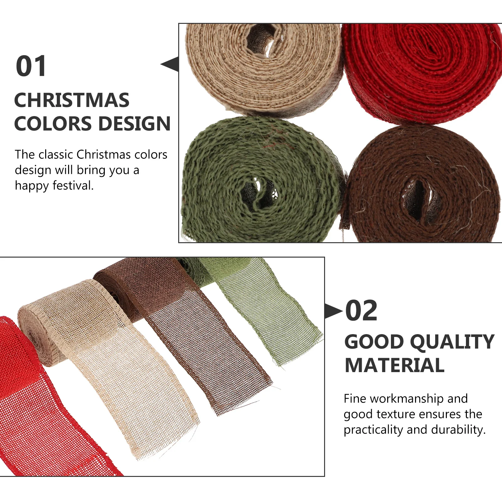 

4 Rolls Ribbon DIY Adornment Present Packing Wrapping Holiday Wired for Wreath Making