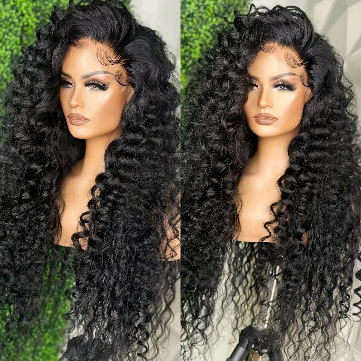 30-inch deep wave wig, curly wig, HD lace front pull-on wig, 200 density heat-resistant fiber wig for daily use