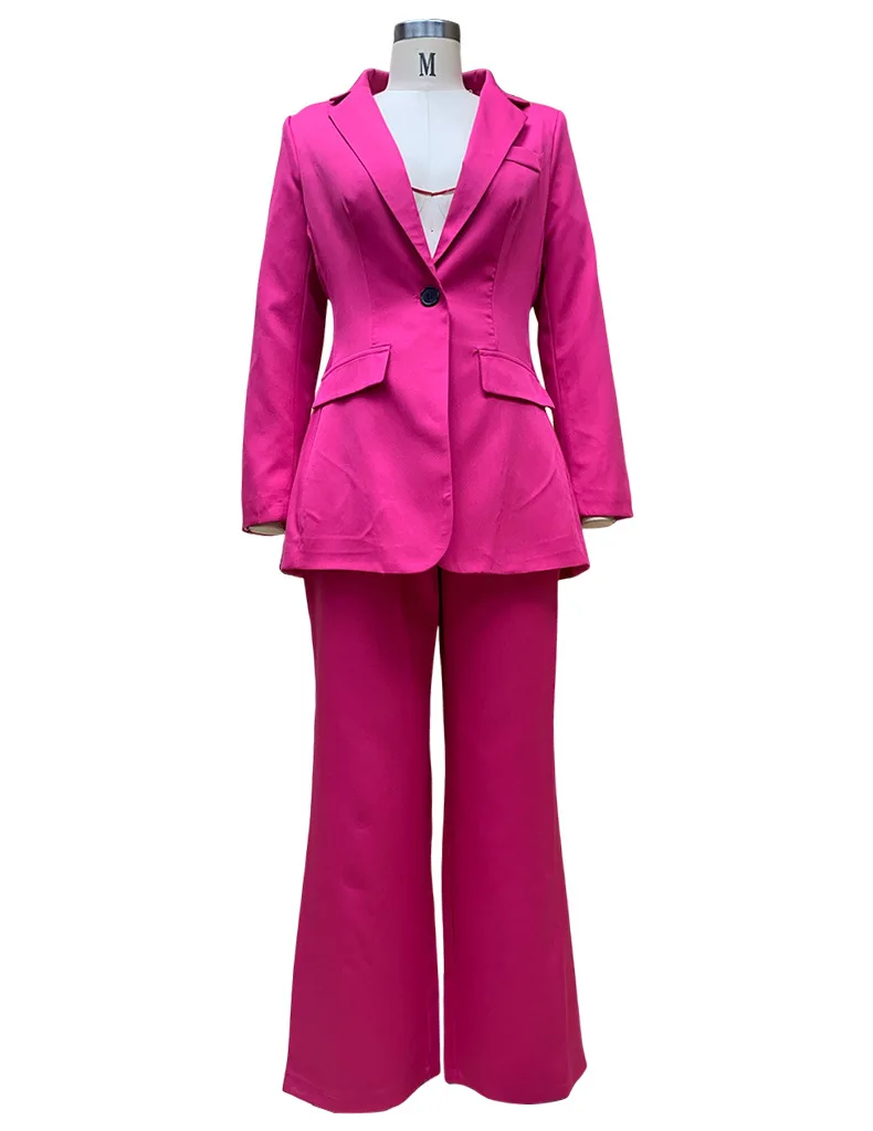 Women\'s Suit Winter Fashion Long-sleeved Solid Color Casual Suit Jacket and Trousers Matching Sets Two-piece Suit Pant Sets