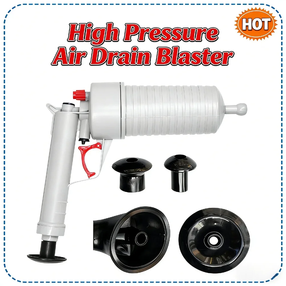 

High Pressure Air Drain Blaster Drain Clog Remover Pneumatic Plunger Anti-Splash for Toilets Sinks Showers Bathroom Pipes
