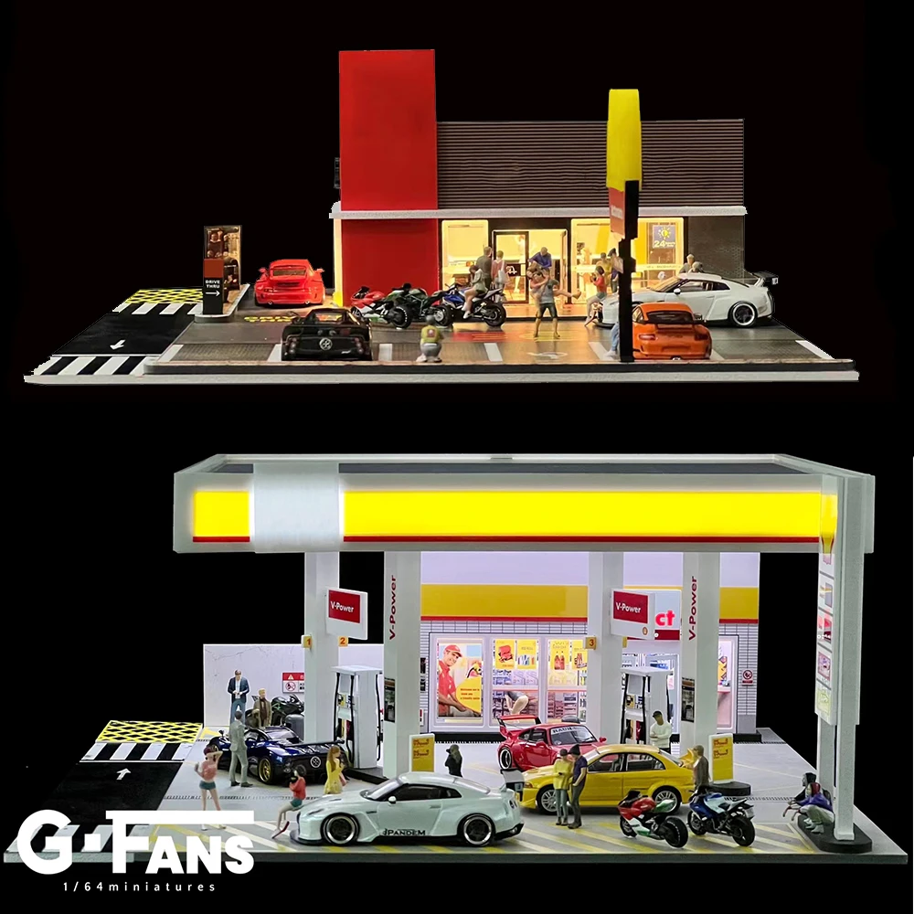 GFans-Modèle de garage de voiture Diorama à l'échelle 1:64, parking pour affichage, cadeaux de collection de scènes, jouet d'assemblage, nouveau