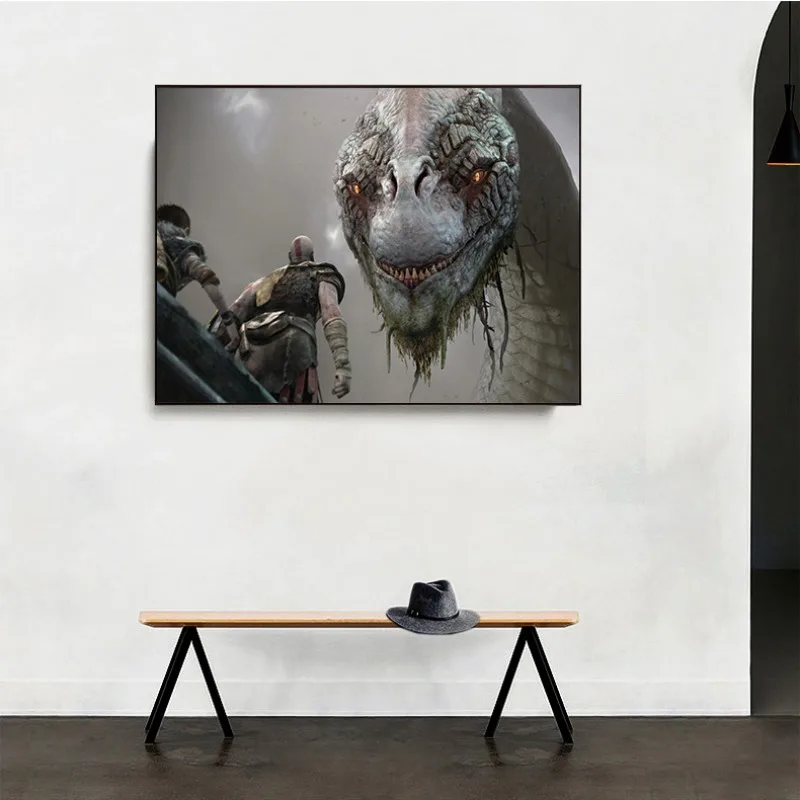 God of War Action Adventure Game Poster Greek Mythology Kratos Atreus Canvas Painting Wall Art Living Room Home Decoration Gift