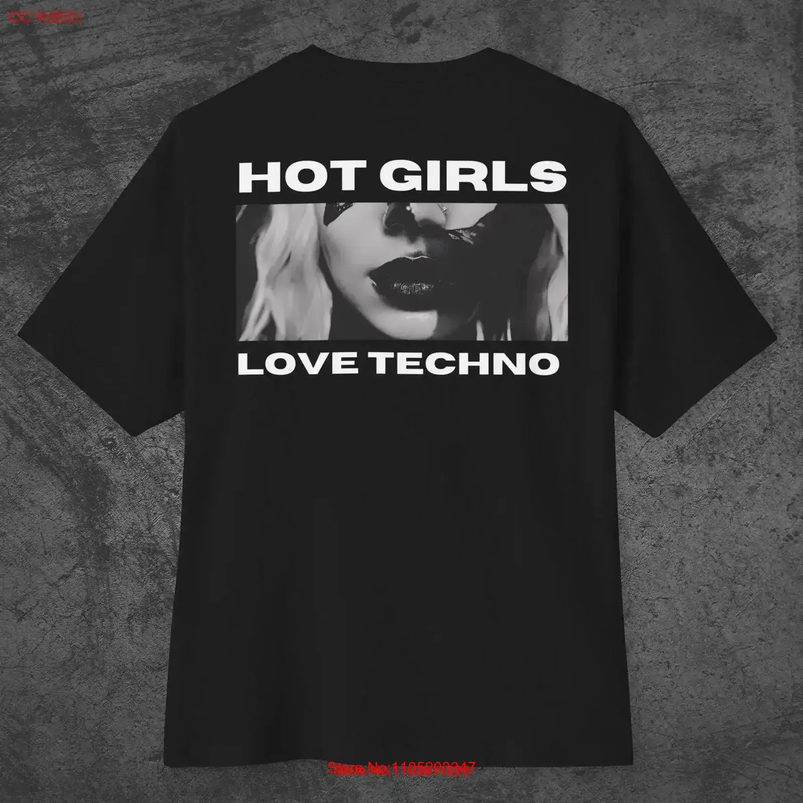 تي شيرت Hot Girls Love Techno لمحبي الموسيقى تحت الأرض الهذيان أزياء النوادي ملابس الشارع الشهير عتيقة مغسولة ممتدة #1