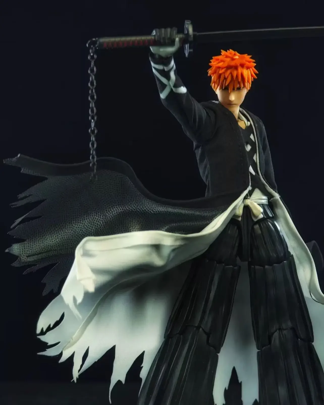 Handmade Shf Kurosaki Ichigo Handmade Clothes Overcoat Built In Iron Wire for Styling Suitable for 1/12 Movable Humanoid Toy