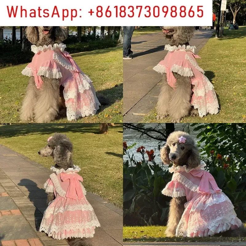 Spot goods Spring Autumn Dog Clothes for Medium Large Dogs Pink Candy Princess Dress