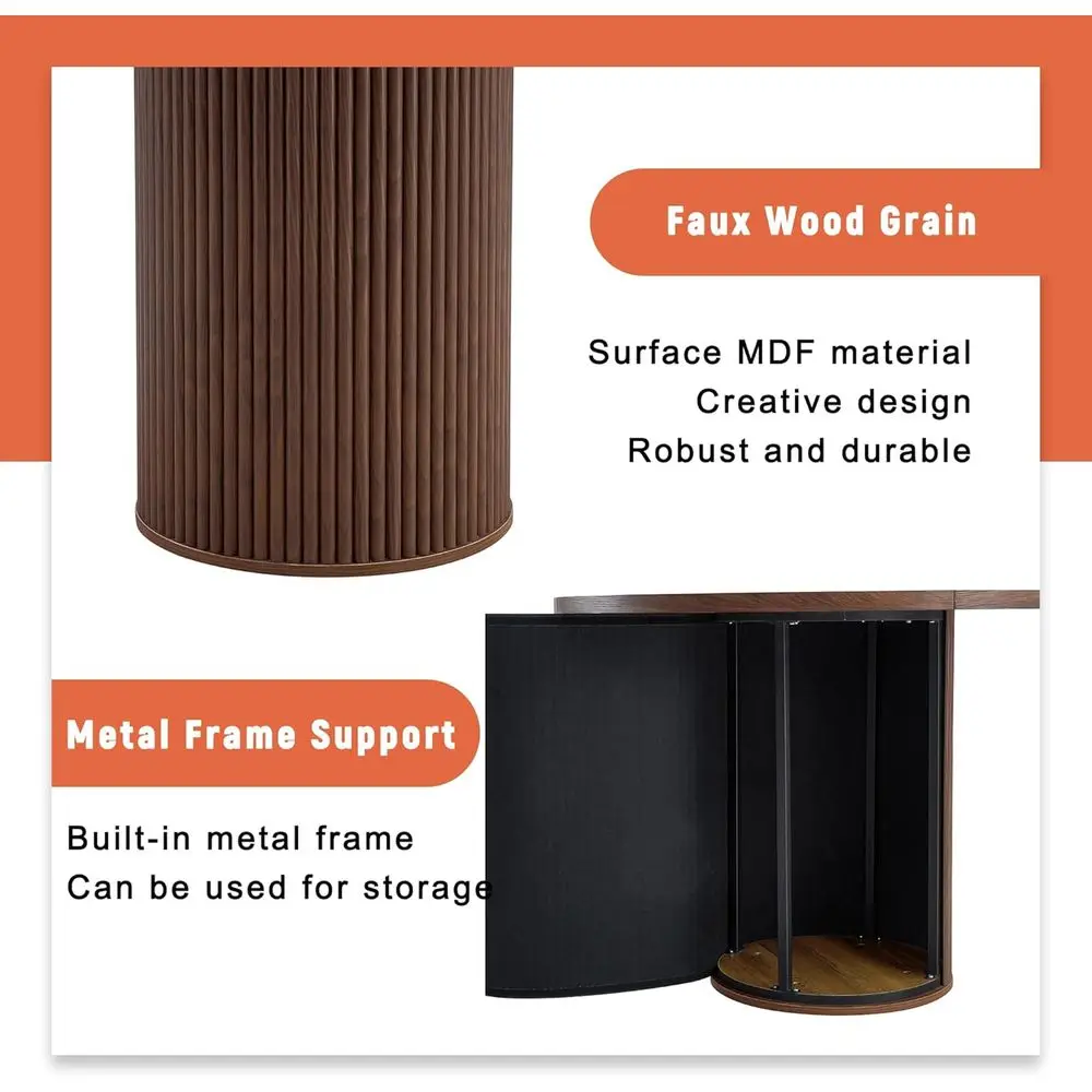 Walnut 5-Piece Dining Set: Elegant Round Table with 4 Suede Chairs for Kitchen or Dining Room