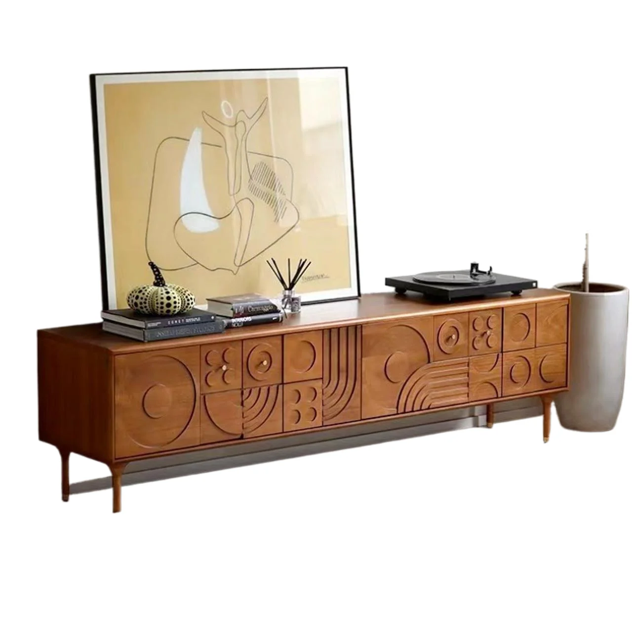 

Nordic chest of drawers medieval retro style carved six drawers bedroom living room storage TV cabinet