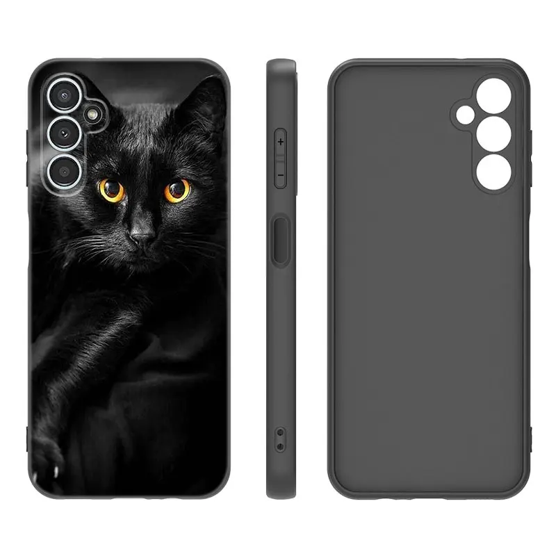 Black Cat Staring Eyes Case For Samsung A13 A22 A24 A32 4G A25 A34 A35 A52S A53 A54 A55 A73 5G A12 A14 A15 A31 A33 A50 A51 A72