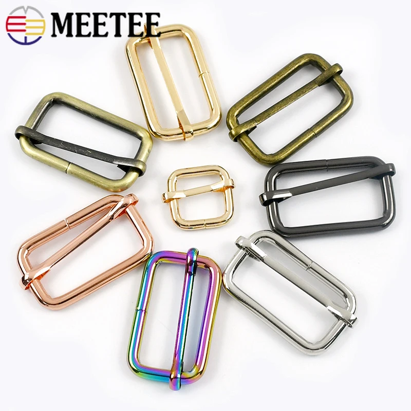 

10Pc Meetee 13-50mm Metal Pin Buckles Bag Strap Tri-glide Slider Belt Buckle Adjust Roller Clasp Webbing Hook Hardware Accessory