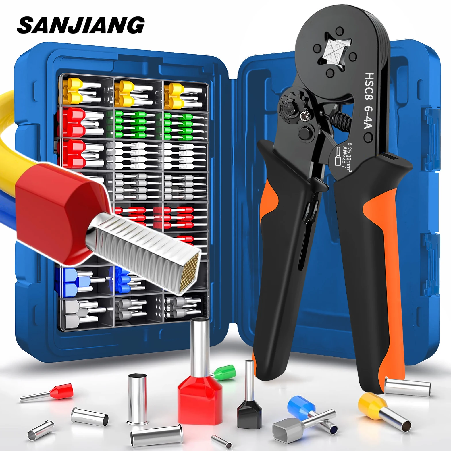 Auto-ajuste End Fio Ferrules Grupo Crimping Alicates Toolbox Handle Ferramenta Crimp Wire End Virola Alicates Tubo 02510 mm ²