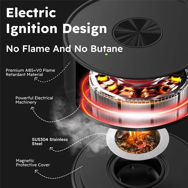 مجموعة مدخن الويسكي الكهربائية القابلة لإعادة الشحن A59E مع ولاعة مدمجة تتضمن 6 رقائق خشبية مثالية للكوكتيلات والهدايا