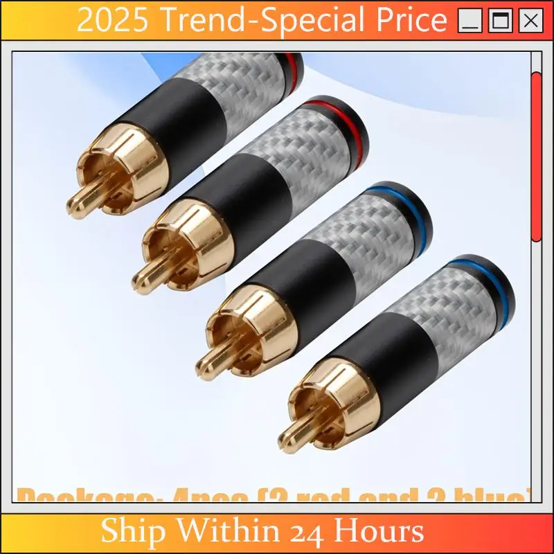 

CHYY Top 4PCS Hifi Carbon Fiber RCA Connectors Gold Plated Plug Audio Connector RCA Plug Connector Power Speaker Plugs Connector