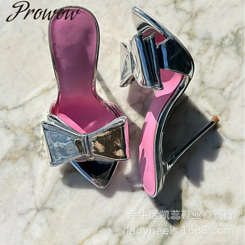 

High-heeled sandals, bow-tie fashion women's shoes stiletto plus-size women sandals heels