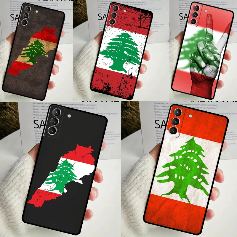 Lebanon Flag Map Case For Samsung Galaxy S24 S23 Ultra S22 S20 FE S21 FE Note 10 20 S8 S9 S10 Plus Cover