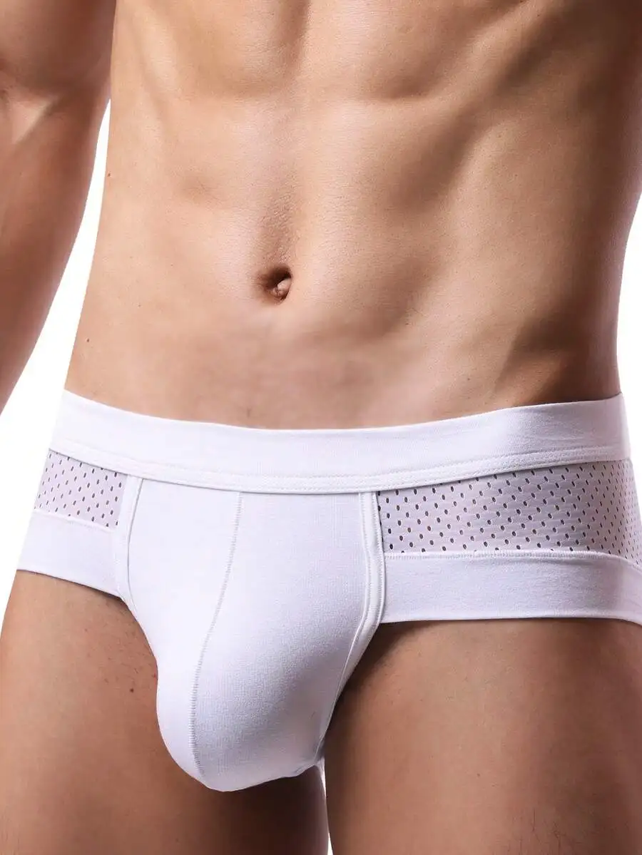 

Mens U-Convex Thong Underwear With Mesh Panel Breathable Briefs