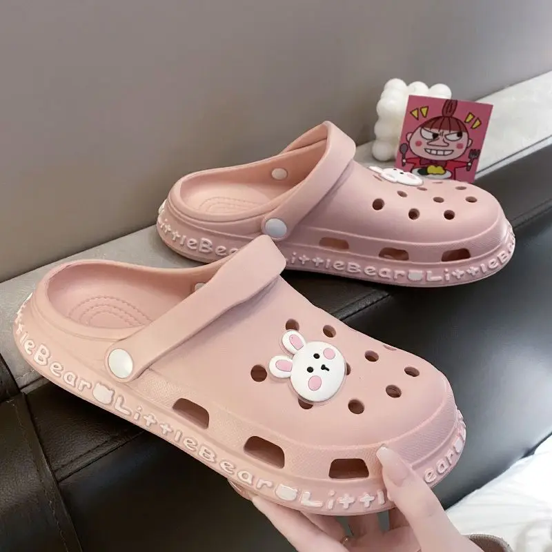 

Сандалии женские с дырками, Удобная нескользящая обувь для студенток, пляжные босоножки для медсестер, лето